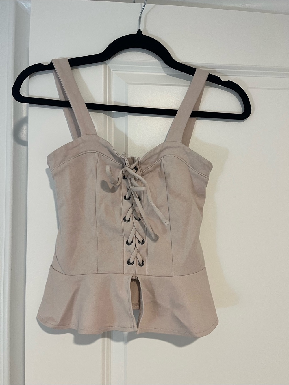 Aeropostale Blush Lace-Up Peplum Tank